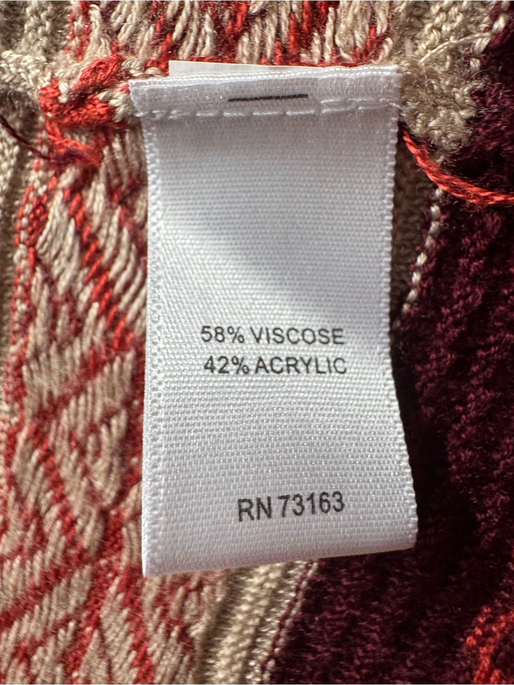 Cupio Red & Burgundy Asymmetrical Patterned Sleeveless Cardigan Vest - Picture 6 of 7